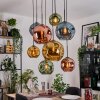 Ripoll Suspension, Boule lumineuse, Suspension Écru, Noir, 8 lumières