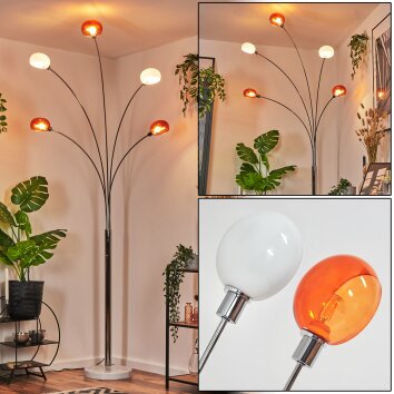 Nikkala Lampadaire Chrome, Blanc, 5 lumières