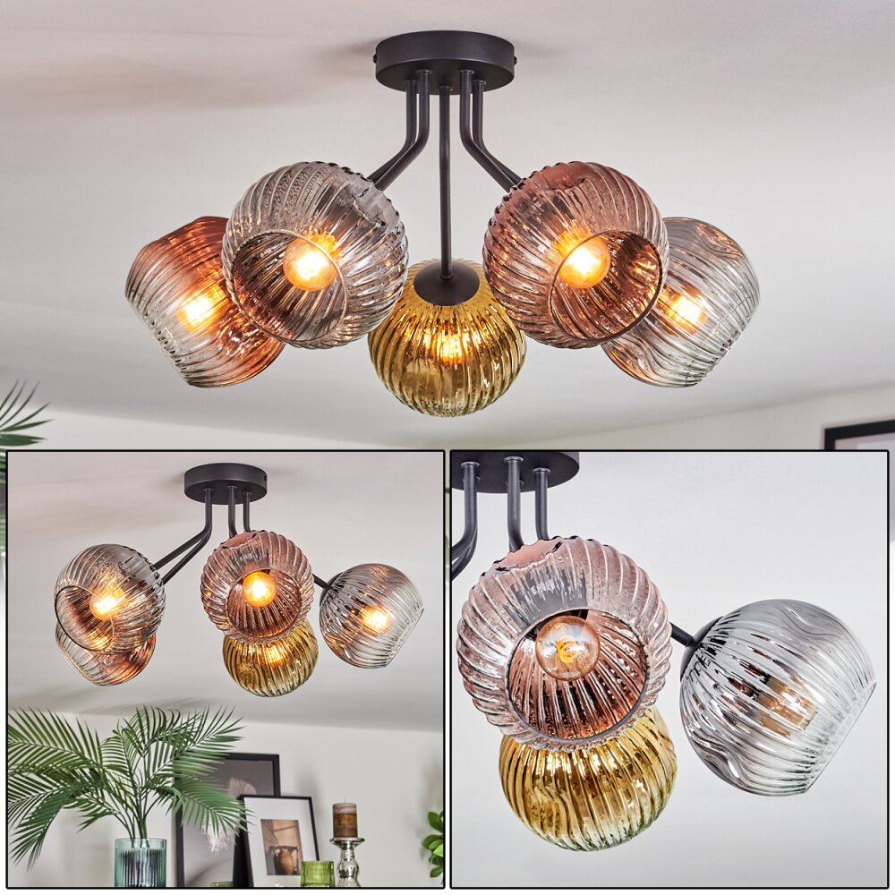 Ripoll Plafonnier, Boule lumineuse Or, Clair, Cuivré, Fumé, 5 lumières main product photo