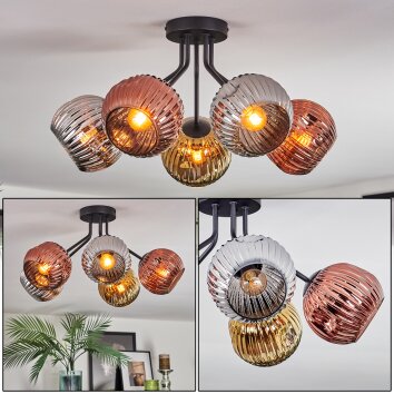 Ripoll Plafonnier, Boule lumineuse Chrome, Or, Cuivré, Fumé, 5 lumières