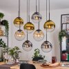 Gastor Suspension, Boule lumineuse, Suspension Ambre, Or, Clair, Fumé, 8 lumières