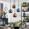 Ripoll Suspension, Boule lumineuse, Suspension grappe Bleu, Vert, Cuivré, 4 lumières