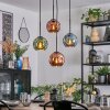 Ripoll Suspension, Boule lumineuse, Suspension grappe Bleu, Vert, Cuivré, 4 lumières