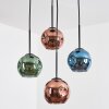 Ripoll Suspension, Boule lumineuse, Suspension grappe Bleu, Vert, Cuivré, 4 lumières