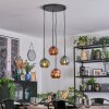 Ripoll Suspension, Boule lumineuse, Suspension grappe Bleu, Vert, Cuivré, 4 lumières