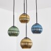 Koyoto Suspension, Boule lumineuse, Suspension grappe Bleu, Or, Vert, 4 lumières