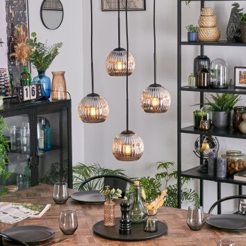 Ripoll Suspension, Boule lumineuse, Suspension grappe Chrome, Fumé, 4 lumières Ripoll Suspension, Boule lumineuse, Suspension grappe Chrome, Fumé, 4 lumières