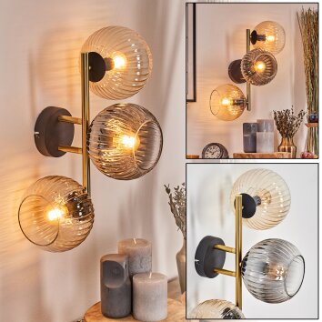 Koyoto Boule lumineuse, Applique murale Or, Noir, 3 lumières