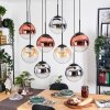 Gastor Suspension, Boule lumineuse, Suspension Ambre, Chrome, Clair, Cuivré, Fumé, 8 lumières