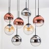 Gastor Suspension, Boule lumineuse, Suspension Ambre, Chrome, Clair, Cuivré, Fumé, 8 lumières