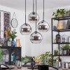 Koyoto Suspension, Boule lumineuse, Suspension grappe Chrome, Clair, Fumé, 4 lumières