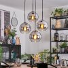 Koyoto Suspension, Boule lumineuse, Suspension grappe Chrome, Clair, Fumé, 4 lumières