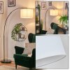 Soungou Lampadaire, Lampadaires arc Chrome, Noir, 1 lumière, Abat-jour en tissu