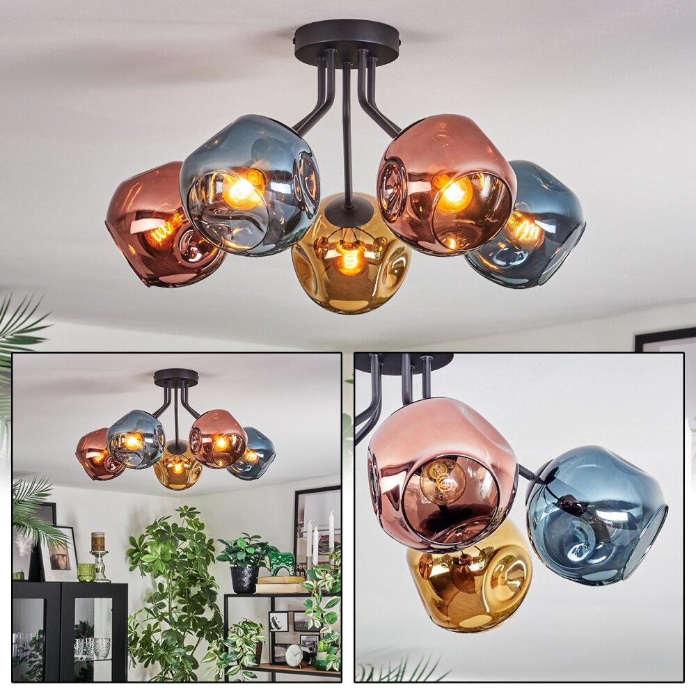 Ripoll Plafonnier, Boule lumineuse Bleu, Or, Cuivré, 5 lumières main product photo