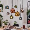 Ripoll Suspension, Boule lumineuse, Suspension Écru, Noir, 8 lumières