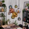 Ripoll Suspension, Boule lumineuse, Suspension Écru, Noir, 8 lumières
