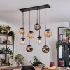 Gastor Suspension, Boule lumineuse, Suspension Ambre, Chrome, Clair, Fumé, 8 lumières