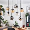 Gastor Suspension, Boule lumineuse, Suspension Ambre, Chrome, Clair, Fumé, 8 lumières