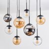 Gastor Suspension, Boule lumineuse, Suspension Ambre, Chrome, Clair, Fumé, 8 lumières