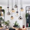 Gastor Suspension, Boule lumineuse, Suspension Ambre, Chrome, Clair, Fumé, 8 lumières