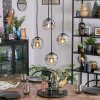 Ripoll Suspension, Boule lumineuse, Suspension grappe Chrome, Clair, Fumé, 4 lumières