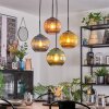 Koyoto Suspension, Boule lumineuse, Suspension grappe Bleu, Or, Vert, Cuivré, 4 lumières