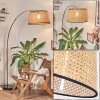 Ramila Lampadaire, Lampadaires arc Chrome, Noir, 1 lumière, Abat-jour en tissu