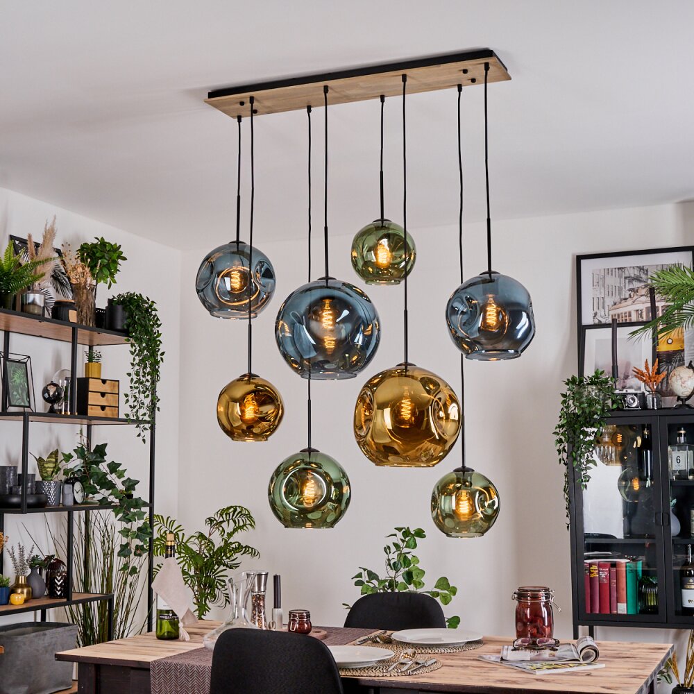 Ripoll Suspension, Boule lumineuse, Suspension Écru, Noir, 8 lumières main product photo