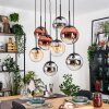 Gastor Suspension, Boule lumineuse, Suspension Ambre, Chrome, Clair, Cuivré, Fumé, 8 lumières