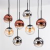 Gastor Suspension, Boule lumineuse, Suspension Ambre, Chrome, Clair, Cuivré, Fumé, 8 lumières