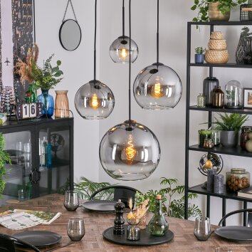 Koyoto Suspension, Boule lumineuse, Suspension grappe Clair, Fumé, 4 lumières