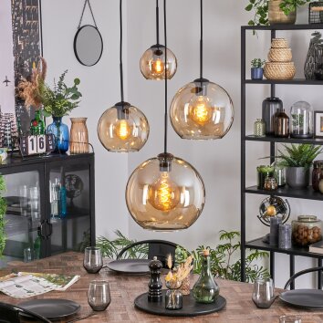 Koyoto Boule lumineuse, Suspension grappe Ambre, 4 lumières