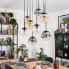 Gastor Suspension, Boule lumineuse, Suspension Ambre, Chrome, Clair, Fumé, 8 lumières