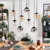 Gastor Suspension, Boule lumineuse, Suspension Ambre, Chrome, Clair, Fumé, 8 lumières