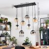 Gastor Suspension, Boule lumineuse, Suspension Ambre, Chrome, Clair, Fumé, 8 lumières