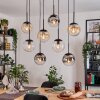 Gastor Suspension, Boule lumineuse, Suspension Ambre, Chrome, Clair, Fumé, 8 lumières