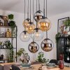 Gastor Suspension, Boule lumineuse, Suspension Ambre, Chrome, Clair, Fumé, 8 lumières