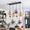 Gastor Suspension, Boule lumineuse, Suspension Ambre, Chrome, Clair, Fumé, 8 lumières