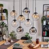 Gastor Suspension, Boule lumineuse, Suspension Ambre, Chrome, Clair, Fumé, 8 lumières