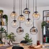 Gastor Suspension, Boule lumineuse, Suspension Ambre, Chrome, Clair, Fumé, 8 lumières