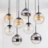 Gastor Suspension, Boule lumineuse, Suspension Ambre, Chrome, Clair, Fumé, 8 lumières