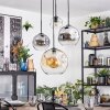 Koyoto Suspension, Boule lumineuse, Suspension grappe Ambre, Chrome, Clair, Fumé, 4 lumières