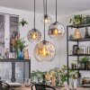 Koyoto Suspension, Boule lumineuse, Suspension grappe Ambre, Chrome, Clair, Fumé, 4 lumières