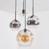 Koyoto Suspension, Boule lumineuse, Suspension grappe Ambre, Chrome, Clair, Fumé, 4 lumières