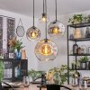 Koyoto Suspension, Boule lumineuse, Suspension grappe Ambre, Chrome, Clair, Fumé, 4 lumières