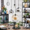 Koyoto Suspension, Boule lumineuse, Suspension grappe Ambre, Chrome, Clair, Fumé, 4 lumières