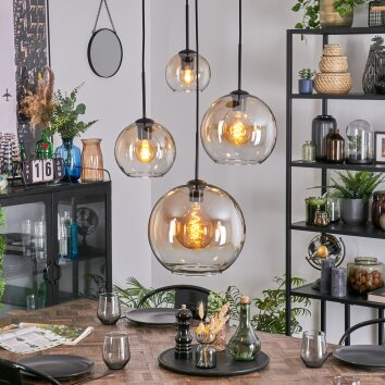 Koyoto Suspension, Boule lumineuse, Suspension grappe Ambre, Clair, 4 lumières