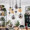 Gastor Suspension, Boule lumineuse, Suspension Ambre, Chrome, Clair, Fumé, 8 lumières