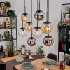 Gastor Suspension, Boule lumineuse, Suspension Ambre, Chrome, Clair, Fumé, 8 lumières