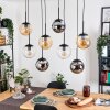 Gastor Suspension, Boule lumineuse, Suspension Ambre, Chrome, Clair, Fumé, 8 lumières